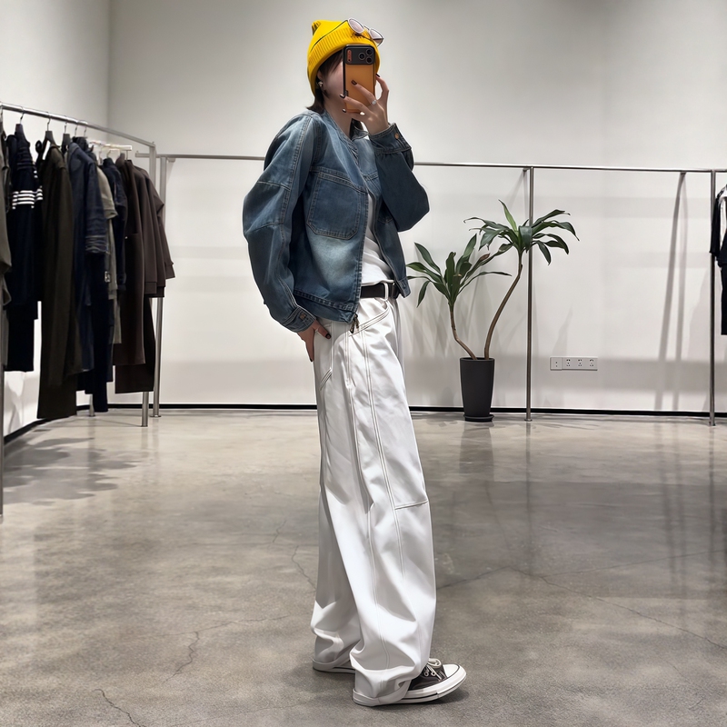 Autumn High-End Style Outfit: a Complete Set of Lazy, Loose-Fitting Boyfriend-Style Denim Jacket, Long-Sleeved T-Shirt, and Jeans Set for Women Autumn High-End Style Outfit: a Complete Set of Lazy, Loose-Fitting Boyfriend-Style Denim Jacket, Long-Sleeved T-Shirt, and Jeans Set for Women