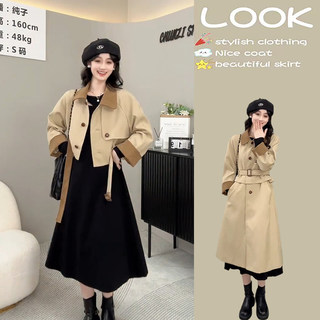 Популярный женский тренчкот этого года, новая осенняя коллекция 2025, элитный, для миниатюрных женщин, с отложным воротником, двусторонний, повседневный плащ.