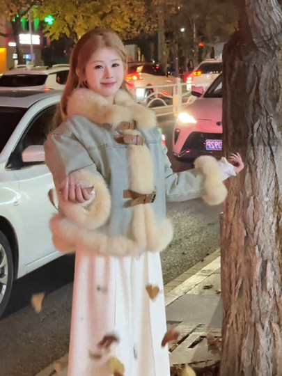 Chaqueta corta acolchada cálida de temperamento pequeño para mujer, chaqueta vaquera de felpa estilo Fried street, otoño e invierno, 2025