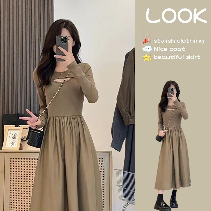 Autumn Outfits, Early Autumn and Spring Dresses, 2026 Autumn New Style Dresses, Long-Sleeved Inner Wear, Autumn and Winter Long Skirts for Women