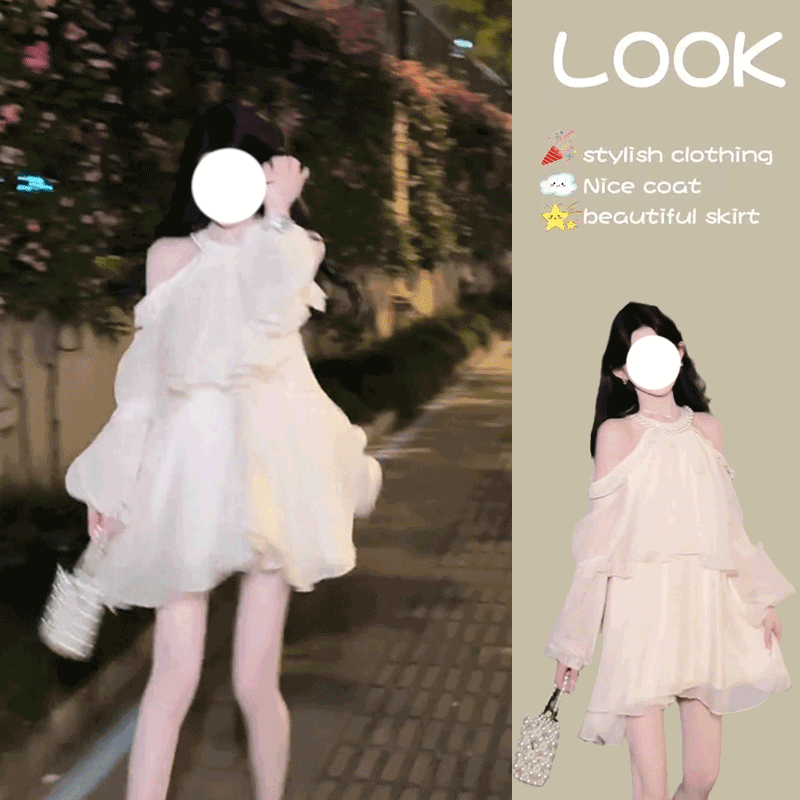 Petite and Elegant Off-Shoulder Dress for Women, 2026 Summer New Style, Beach Vacation Dress and Shorts Two-Piece Set