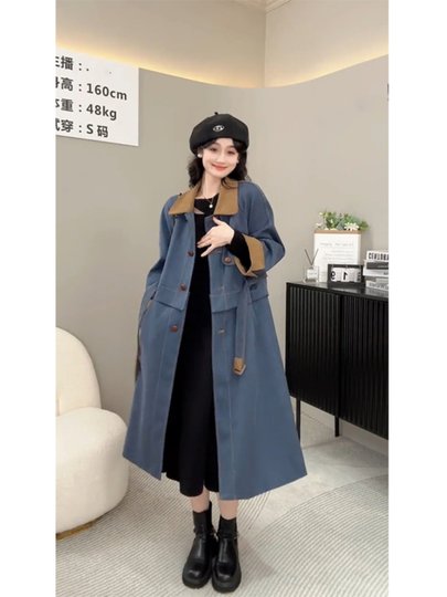 Abrigo cortavientos popular de este año para mujer, abrigo informal de dos prendas con solapa pequeña de gama alta, otoño 2025