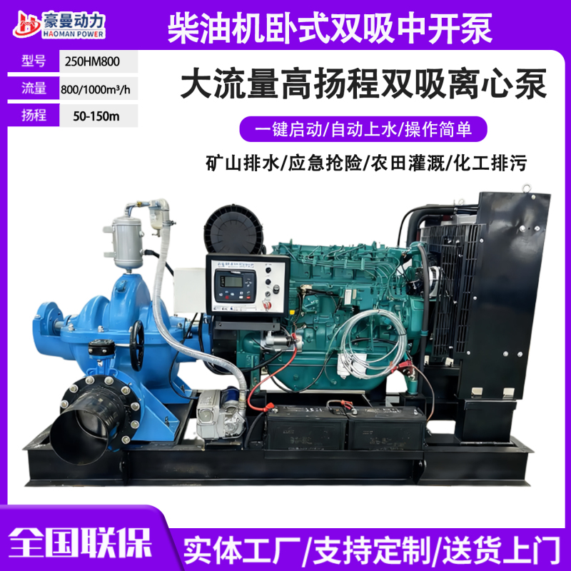 800 Cubic Meter Horizontal Double Suction Split-Case Centrifugal Pump 1000 Cubic Meter Diesel Engine Electric Motor Split-Case Pump Water Pump Unit