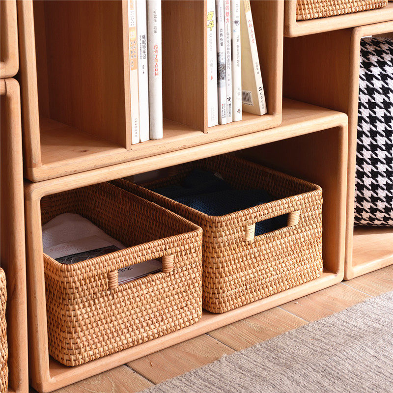 Rattan collection containing basket drawing room Woven Containing Basket genuine rattan Tabletop Snack containing box Miscellaneous Finishing Storage Basket