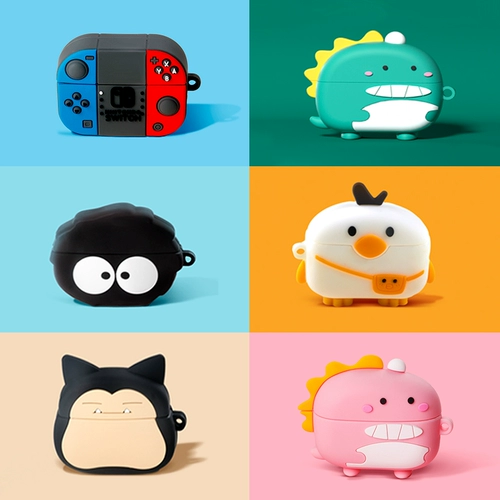 Мультяшный защитный чехол, беспроводные ультратонкие наушники, беруши с аксессуарами с зарядкой, защита при падении, bluetooth