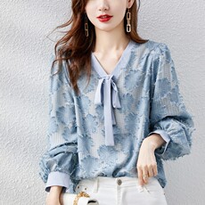 diy编织材料包 欧货春秋小衫洋气衬衫衬衣女装上衣2022年新款春季真丝绸桑蚕丝夏