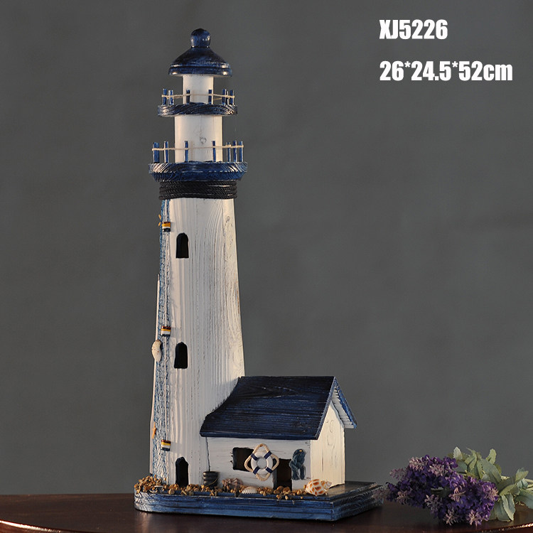 Mediterranean Ocean Style Solid Wood Lookout Lighthouse Home Model Creative Living Room Shop Window Shop Decorations Hem
