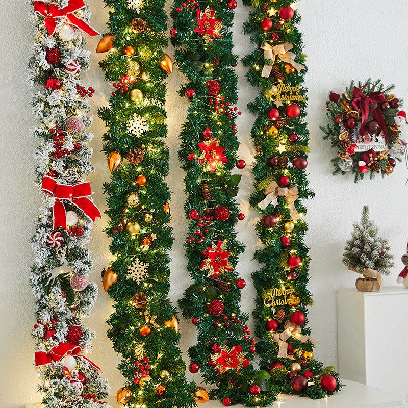 クリスマスの飾り、暗号化されたクリスマスの杖のペンダント、ガーランド、ショッピングモール、ホテルの階段のシーンレイアウト、ドレスアップ、光る