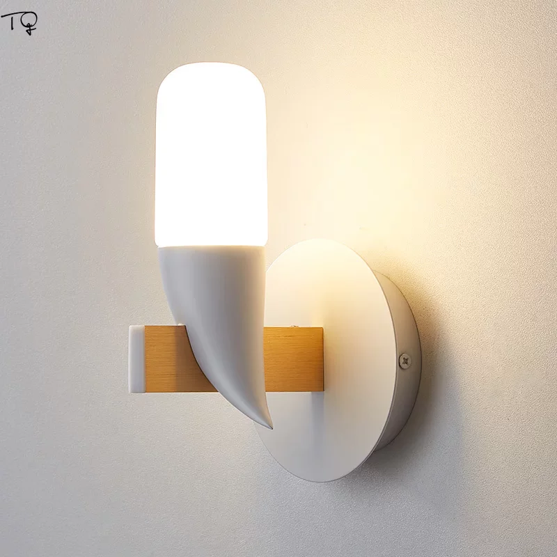 [Nordic Fashion Bird Lamp Glass Led Wall Lamp White Black Bed]