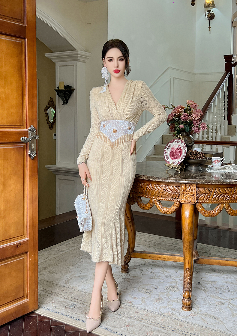 C3658 2640K VÁY ĐẦM LIỀN THÂN DÁNG DÀI NỮ RUUREAG DÁNG ÔM BODY GỢI CẢM SEXY MÙA XUÂN THU ĐÔNG KIỂU ĐUÔI CÁ THỜI TRANG NỮ REN G06 SẢN PHẨM MỚI