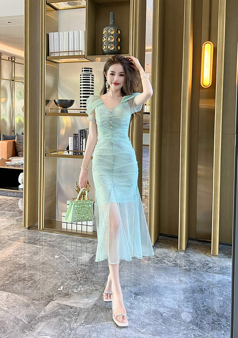 C3438 2440K VÁY ĐẦM LIỀN THÂN NỮ RUUREAG SEXY DÁNG ÔM BODY GỢI CẢM SEXY LƯỚI MỎNG MÙA HÈ KIỂU ĐUÔI CÁ THỜI TRANG NỮ G05 SẢN PHẨM MỚI