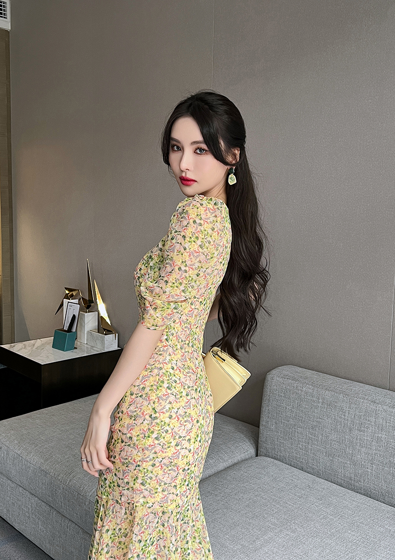 C3773 1910K VÁY ĐẦM LIỀN THÂN DÁNG DÀI NỮ RUUREAG MÙA HÈ PHỤC CỔ CỔ ĐIỂN HỌA TIẾT HOA THỜI TRANG NỮ VẢI VOAN G05 SẢN PHẨM MỚI