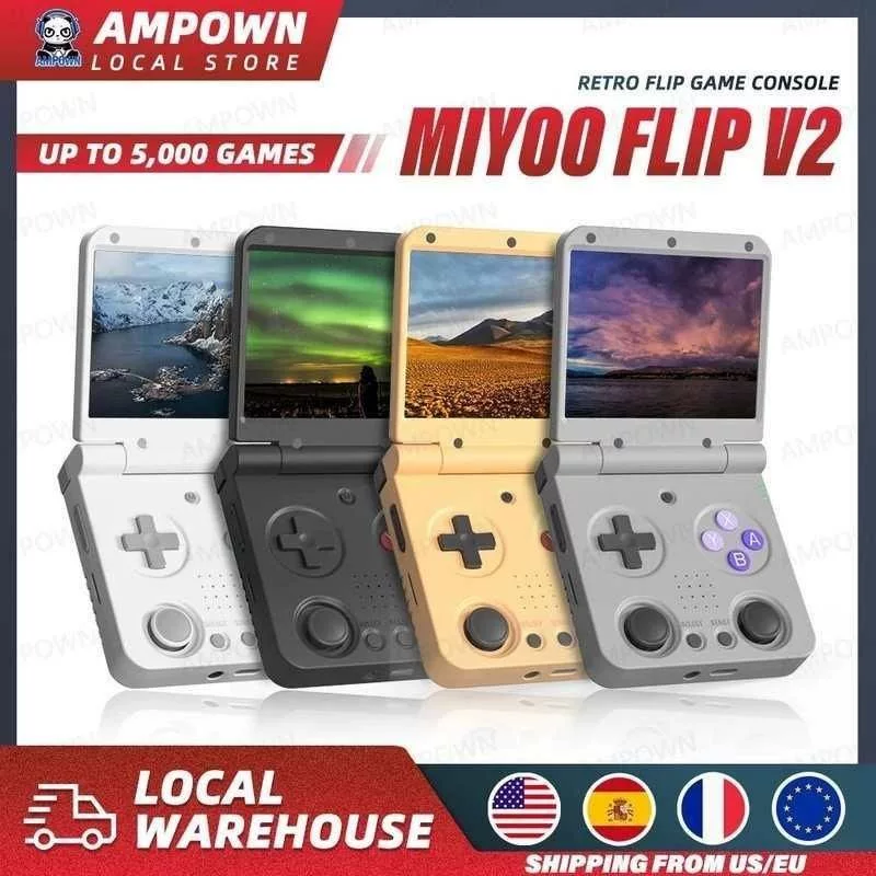 MIYOO Flip V2 портативная игровая приставка 3.5'' IPS экран Linux