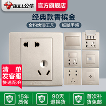 Bull Socket Switch Gold G07 One Single Double Control Television Network Line USB Five holes 16A Three holes 86 Type of dark clothing