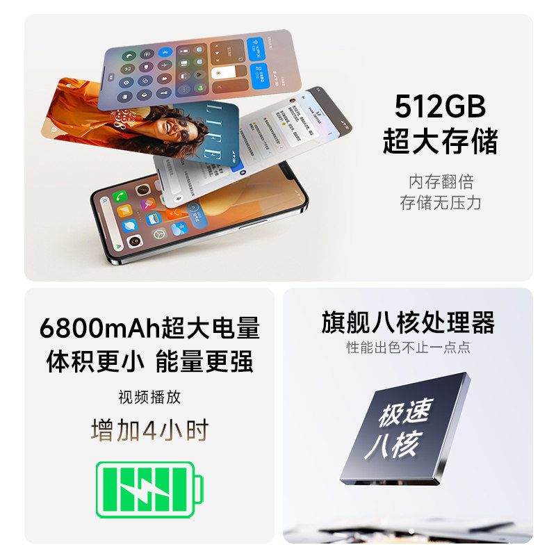 [Flagship New Product] 2026 New I17 Air Smartphone 5g Full Network Compatibility 16Gb+512Gb Large Memory Gaming Entertainment Phone for Elderly and Students, Affordable Backup Phone, Original