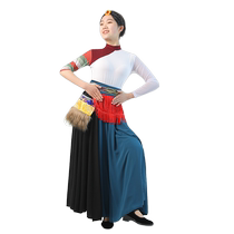 Тибетское платье длинная юбка костюм для тибетского танца танцевальный костюм большая распашная юбка средней длины новый тибетский этнический женский верхний костюм