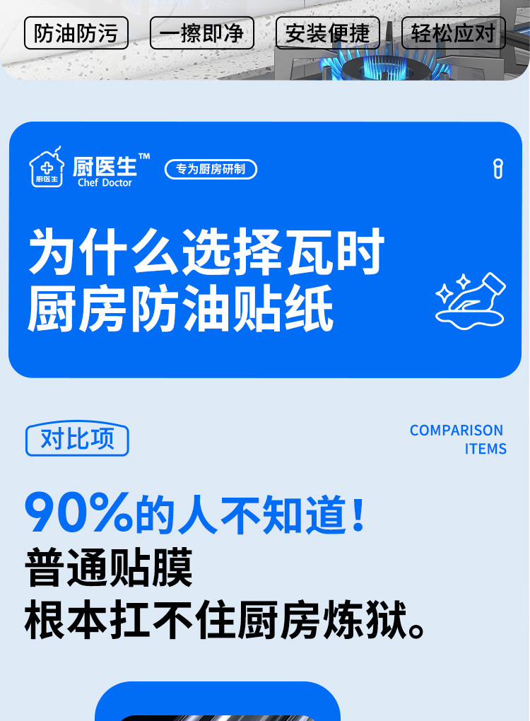 Плитка 厨房防油贴纸静电透明保护膜防火耐高温墙面墙壁自粘防水防潮防霉