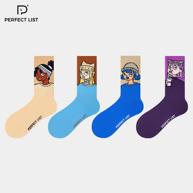 Pl Itsme Original Designer Trendy Socks for Women, Autumn and Winter Mid-Calf Socks for Women and Men, Sports Cartoon