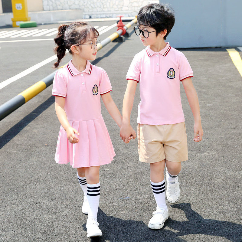 Kindergarten garden uniform summer short-sleeved cotton primary school uniform summer Korean version of the British style graduation uniform children's class uniform