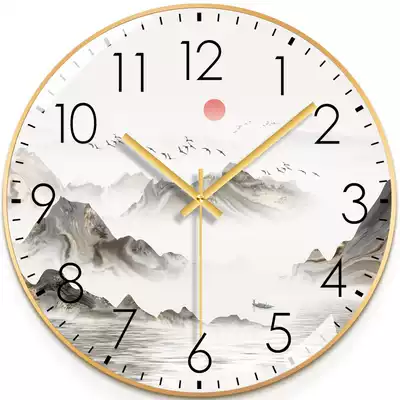 Chinese metal wall clock living room clock Chinese style modern simple home clock living room silent wall quartz clock