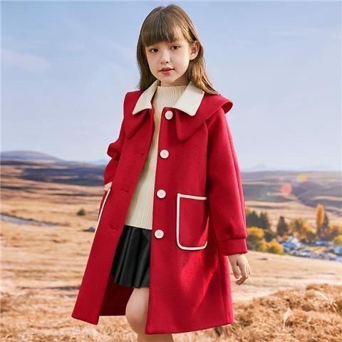 Girl child Daughter Jacket 2021 New Autumn Winter Clothing Great Boy Foreign Pie Red Children's Medium Long Version Thickened Fur Coat