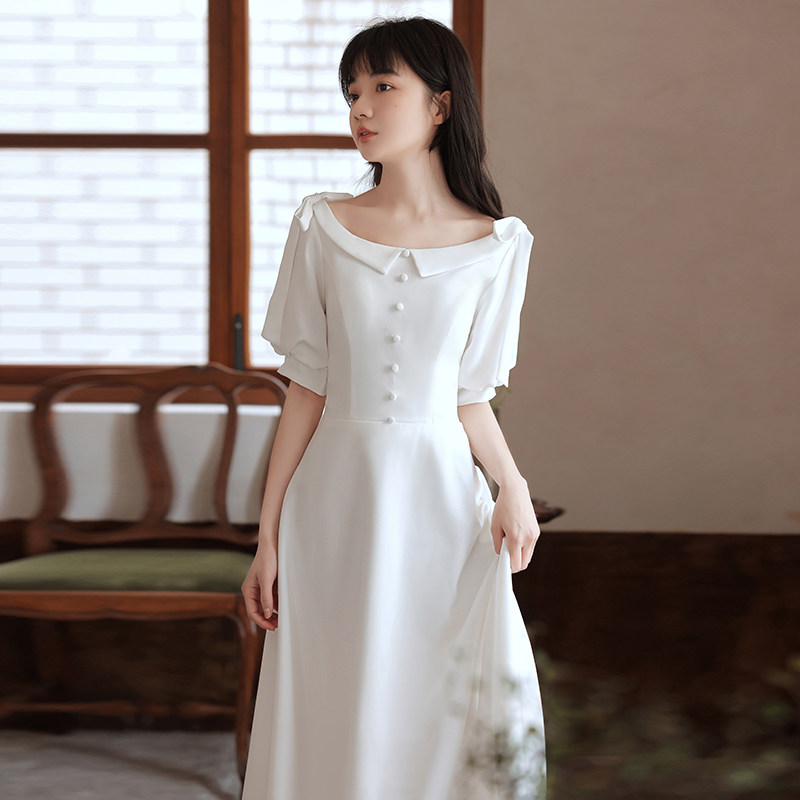 White little evening dress female engaged white dress summer certificate registration usually wear bride dress dress wear wear wear wear wear wear wear wear wear