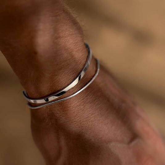 Crystal 2025 New Men's Titanium Steel Bracelet European and American Style Double-Layered Stackable Non-Fading C-Shaped Accessory Bracelet