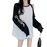 Модная футболка, платье-футболка, осенняя юбка, длинный лонгслив, коллекция 2021, популярно в интернете, средней длины