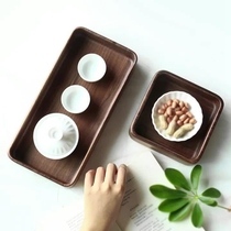 Black Hu Peach Wood New Chinese Style Living Room Tea Table Dry Fruit Case Zero Food Pan Solid Wood Round Bowl stackable rectangular tray