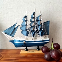 Mediterranean Style One Sails Smooth Sailing Model Crafts Imitation Solid Wood Fishing Boats Small Wooden Boat Decorations Hem