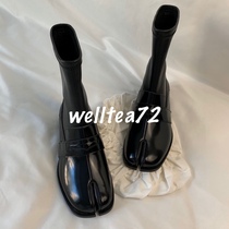 wellteaaa custom MM new tabi split toe elastic stitching tube socks Ninja Lofu leather shoes boots