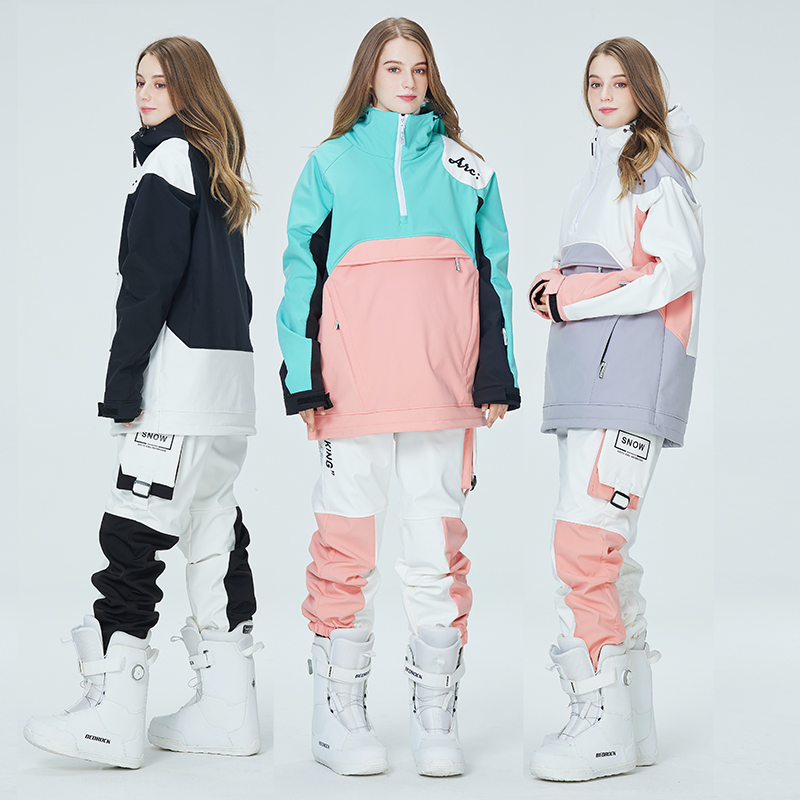 Single Board Ski Suit Hoodie Suit for men and women Winter windproof, waterproof and warm thickened double board ski suit pants suit