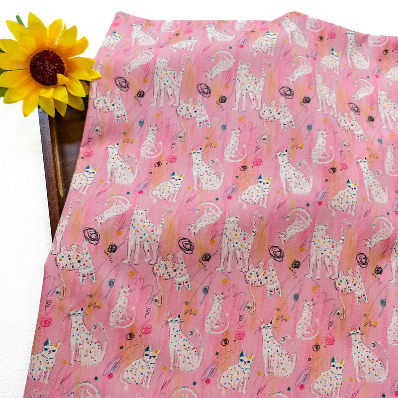 Graffiti Cat 100% Cotton 60S Poplin Printed Fabric Pure Cotton Dress Shirt Material DIY Handmade Graffiti Cat 100% Cotton 60S Poplin Printed Fabric Pure Cotton Dress Shirt Material DIY Handmade