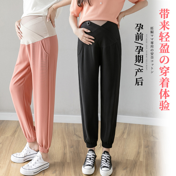 Pregnant woman pants summer thin outside wearing fashion snow spinning 90% pants loose plus fattening up yards for a summer load of pants