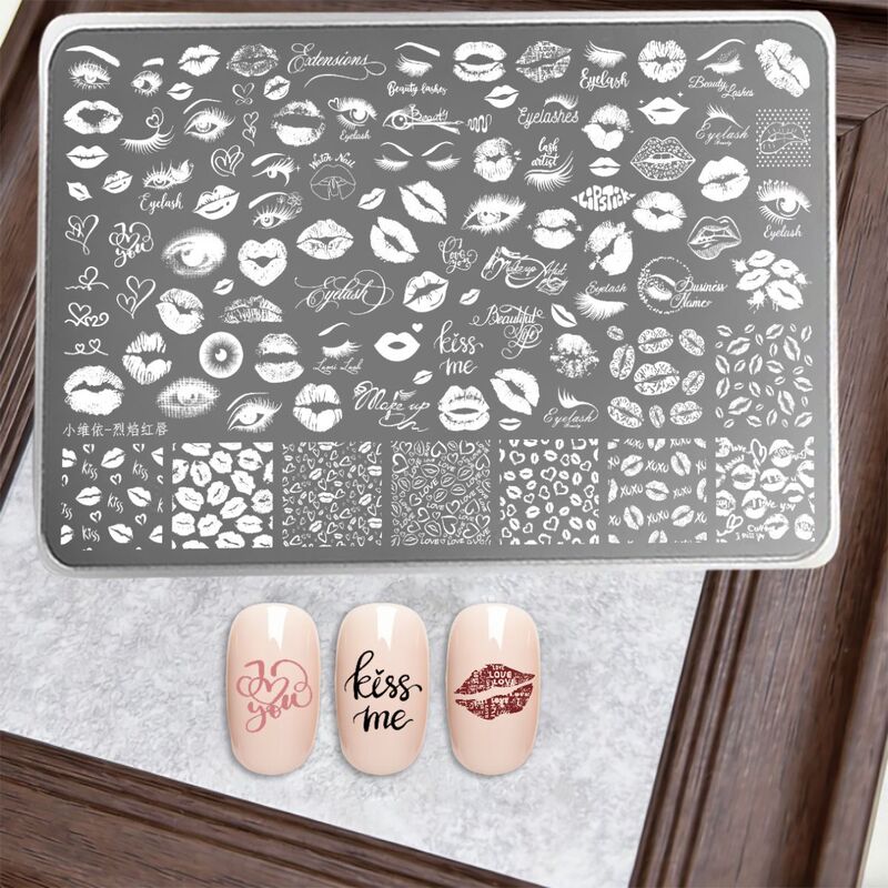 New Flame Red Lip Nail Art Transfer Plate, Popular Hot Girl Lip Print Nail Pattern Nail Art Printing Plate