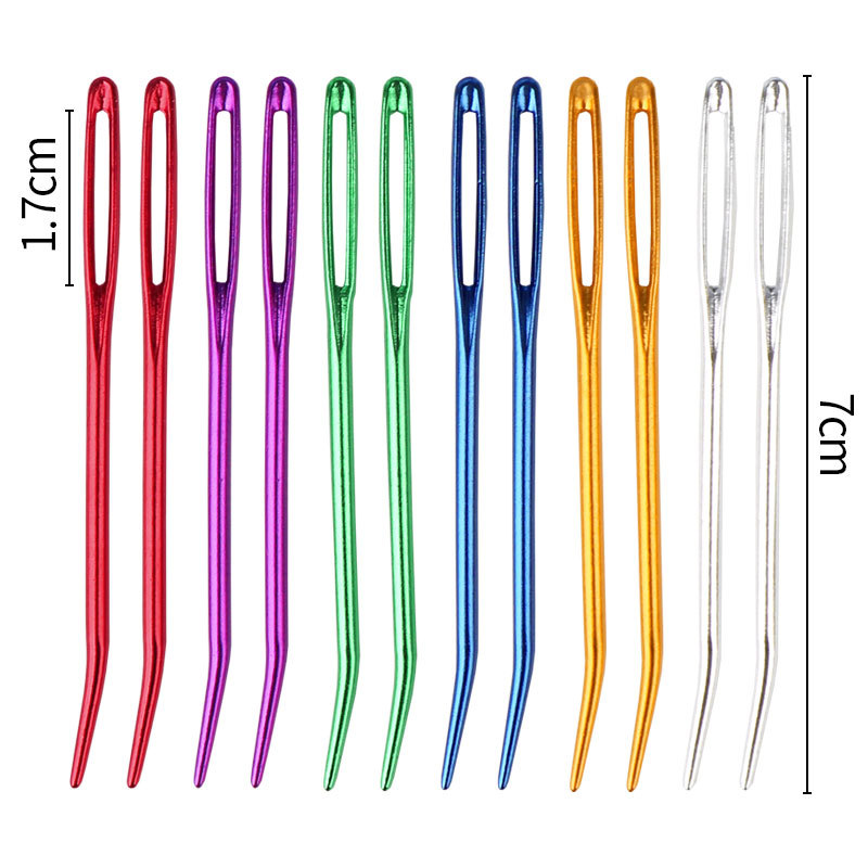 Hand-Woven Crochet Hook, Aluminum Alloy Sewing Needle, Large-Eye Sewing Needle, Curved Needle, Clothes Yarn Hook, Bent-Head Crochet Hook