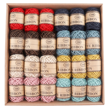 ເຊືອກ hemp ທີ່ມີສີສັນ diy retro hemp rope ອອກແບບເຊືອກຫນາຂອງເດັກນ້ອຍທີ່ເຮັດດ້ວຍມືຂອງເຊືອກຮູບ 8 ສີ 24 ມ້ວນ