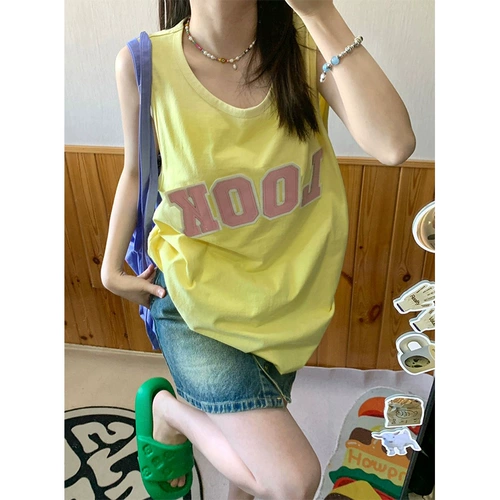 Жилет без рукавов, летняя баскетбольная спортивная дизайнерская футболка, в американском стиле, оверсайз, тренд сезона