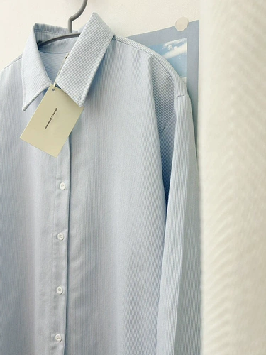 Свежая синяя осенняя демисезонная сексуальная рубашка