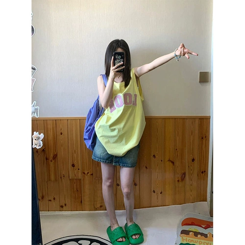 Жилет без рукавов, летняя баскетбольная спортивная дизайнерская футболка, в американском стиле, оверсайз, тренд сезона