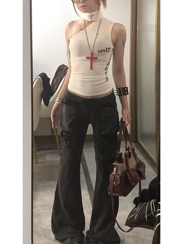 Приталенная майка топ без рукавов, в американском стиле