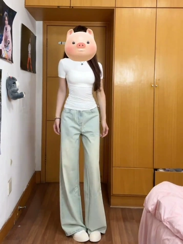 Светлые цветные тонкие джинсы, штаны, в американском стиле, ностальгия, высокая талия, свободный прямой крой, подходит для подростков