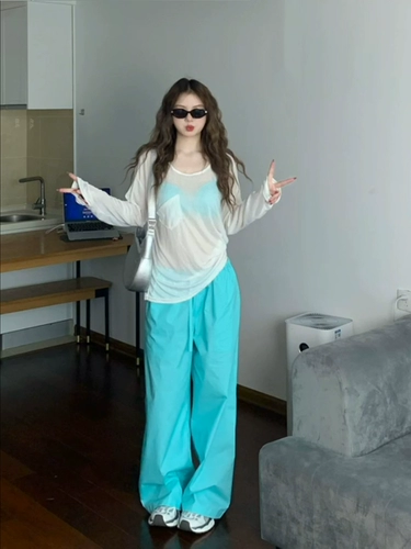 Белая тонкая летняя футболка для отдыха, лонгслив, защита от солнца, свободный крой