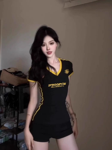 Летняя футболка, корсет, в американском стиле, V-образный вырез, облегающий крой