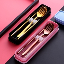 Portable chopsticks spoon set Adult tableware three-piece set office tableware single student cute storage box