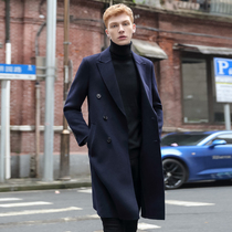 Double-sided woolen coat mens long winter non-cashmere padded Nizi Korean windbreaker British coat tide