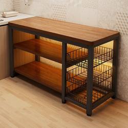 Kitchen Multifunctional Storage Rack Floor-Standing Vegetable Cutting Table Workbench Microwave Pot Storage Rack Narrow Side Cabinet