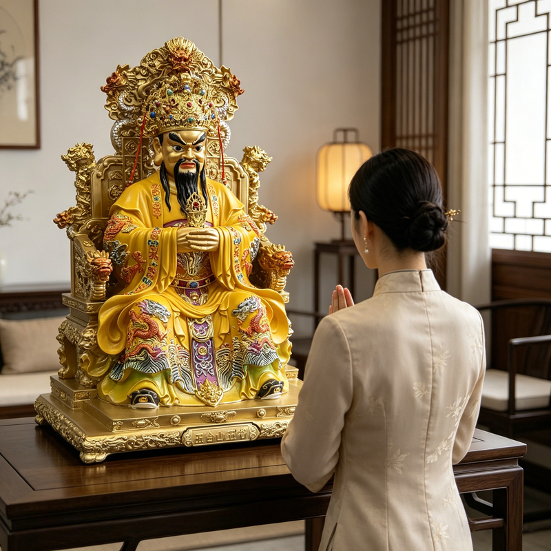 Wutai Mountain Dragon Five Lord Statue for Home Worship, Guangji Dragon Lord Statue, Guangji Dragon Lord Bodhisattva Ornament, Buddha Statue Ornament