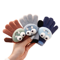 Childrens gloves to keep warm and cold-proof for children boys and girls baby knitted cartoon five-fingered autumn and winter 2022