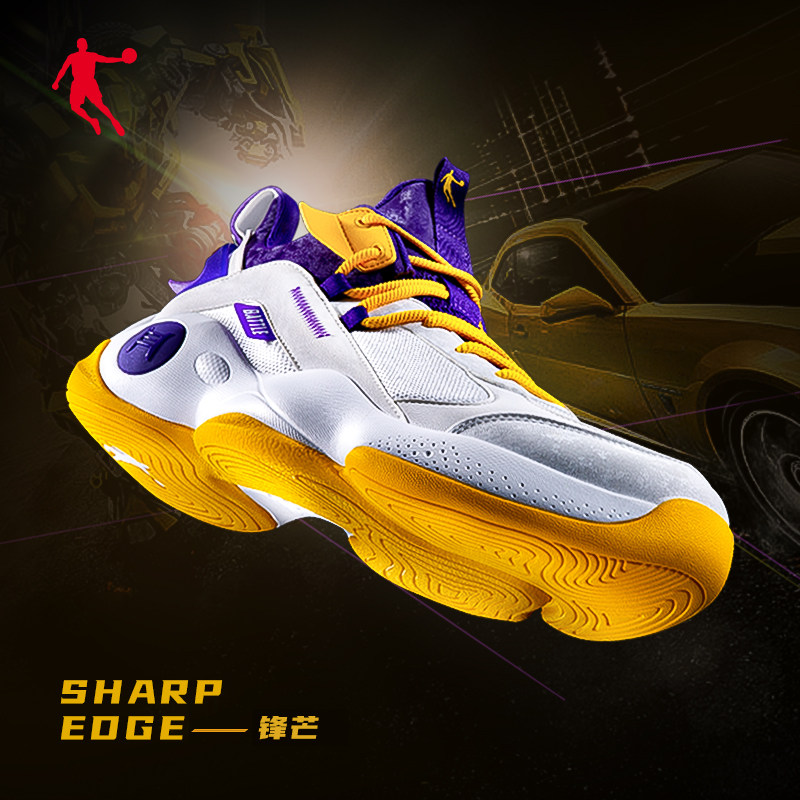 Jordan basketball shoes men's flagship new leather mesh stitching men's shoes high tube non-slip sneakers student sports boots